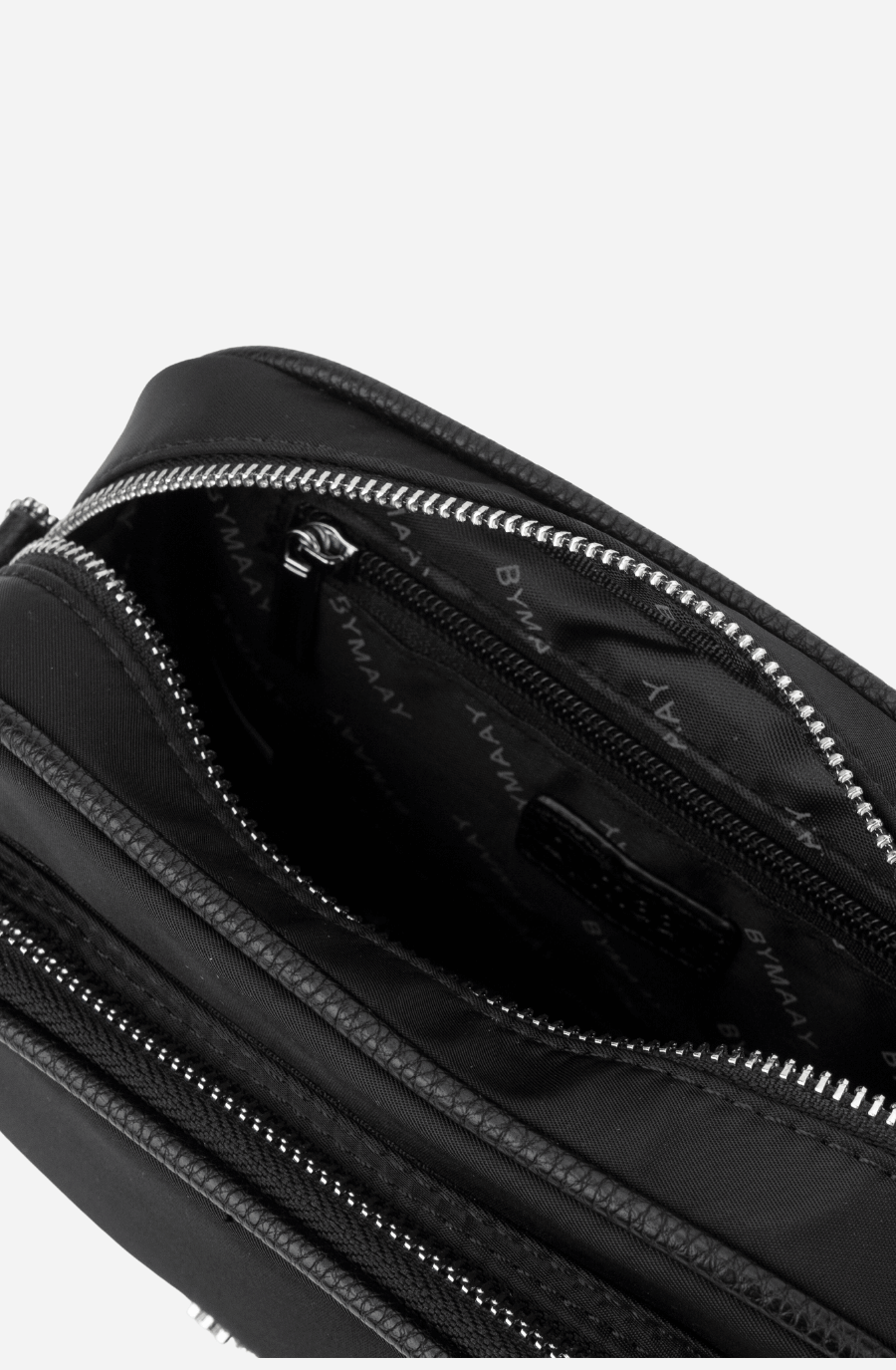 Black Crossbody Bag Silver Hardware Eco Friendly Bymaay bymaay