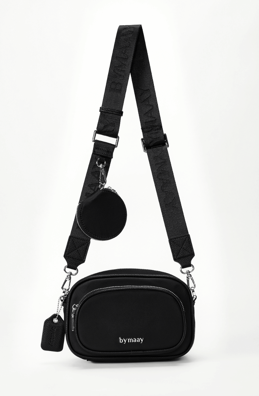 Black Crossbody Bag Silver Hardware Eco Friendly Bymaay bymaay