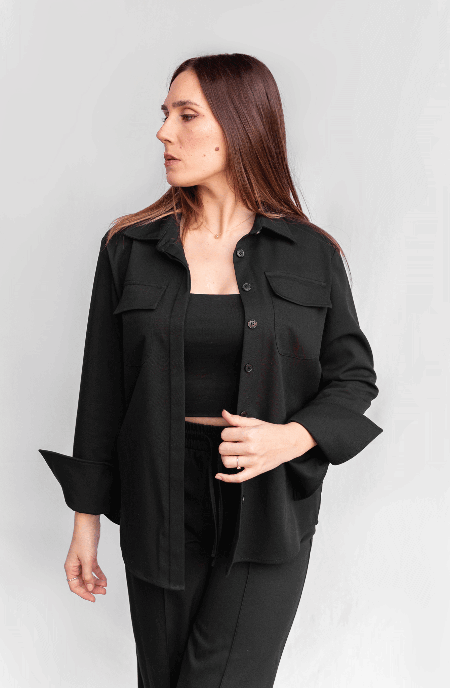 Black shacket womens hot sale